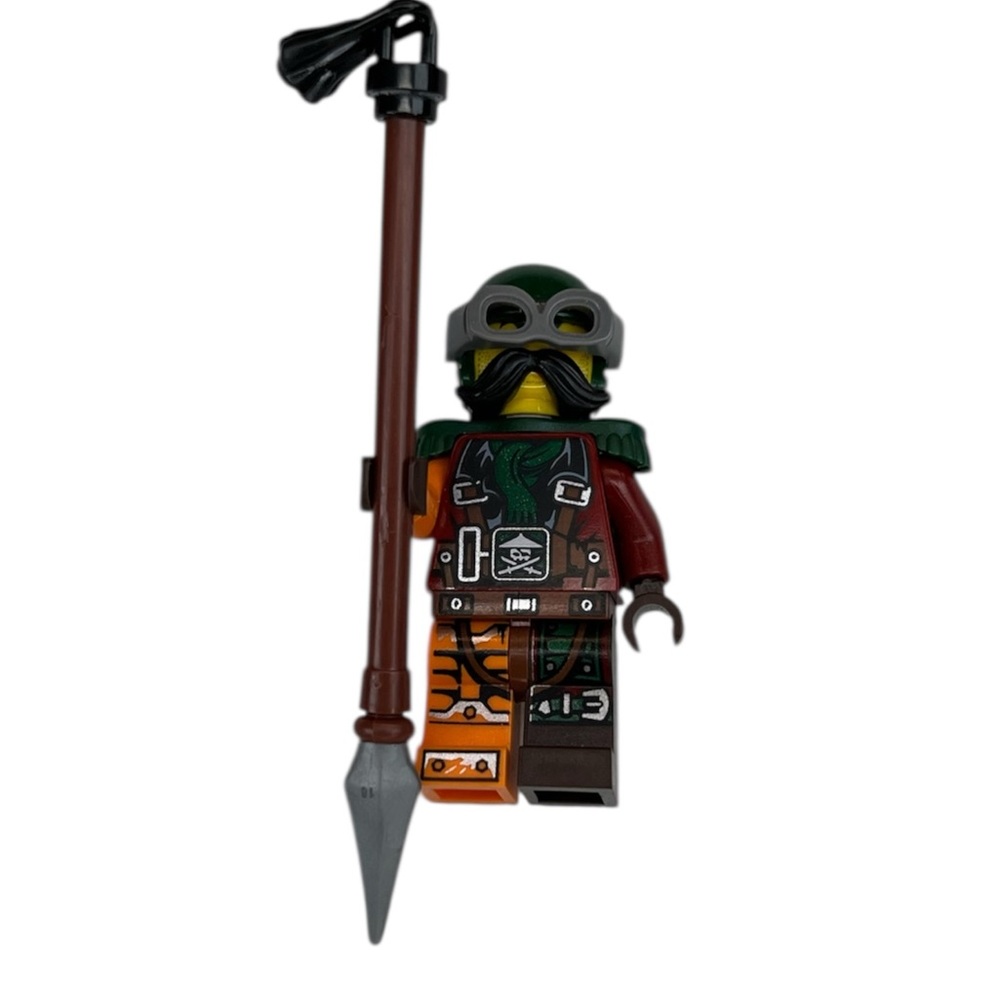 LEGO Minifigure Green Helmet Goggles Spear Accessory Collectible Plastic Figure